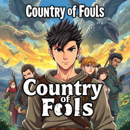 An anime-style book cover design titled 'Country of Fools'