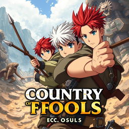 An anime-style book cover design titled 'Country of Fools'