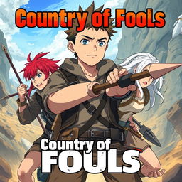 An anime-style book cover design titled 'Country of Fools'