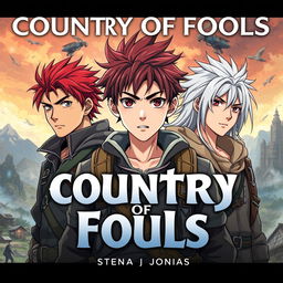 An anime-style book cover design titled 'Country of Fools'