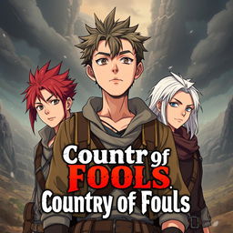 An anime-style book cover design titled 'Country of Fools'