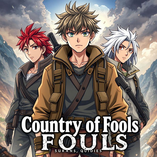 An anime-style book cover design titled 'Country of Fools'