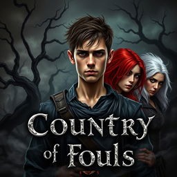 A dark fantasy style book cover design titled 'Country of Fools'