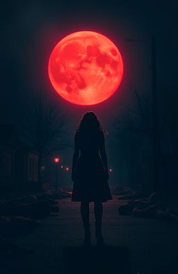 A striking scene in the center featuring a silhouette of a woman resembling Katherine Pierce with her back turned, standing on a dimly lit street