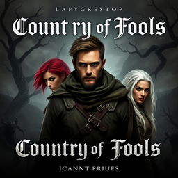 A dark fantasy style book cover design titled 'Country of Fools'