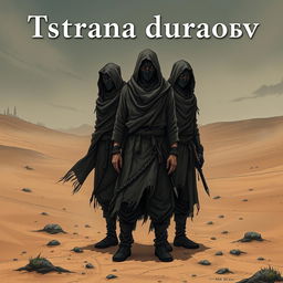 A cover for the book titled 'Страна дураков' (Country of Fools), featuring three men in tattered rags standing in a vast desert