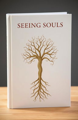A minimalistic book cover featuring a Yggdrasil tree designed as an amulet, subtly intricate and symbolizing life and interconnectedness