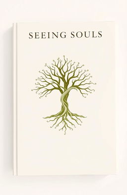 A minimalistic book cover featuring a Yggdrasil tree designed as an amulet, subtly intricate and symbolizing life and interconnectedness