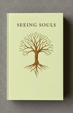 A minimalistic book cover featuring a Yggdrasil tree designed as an amulet, subtly intricate and symbolizing life and interconnectedness