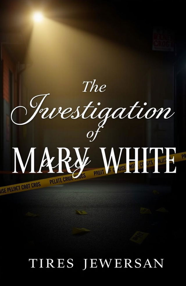 A stylized title that reads 'The Investigation of Mary White', where 'Mary White' is in an elegant cursive font, while the rest of the title is in classic Times New Roman font