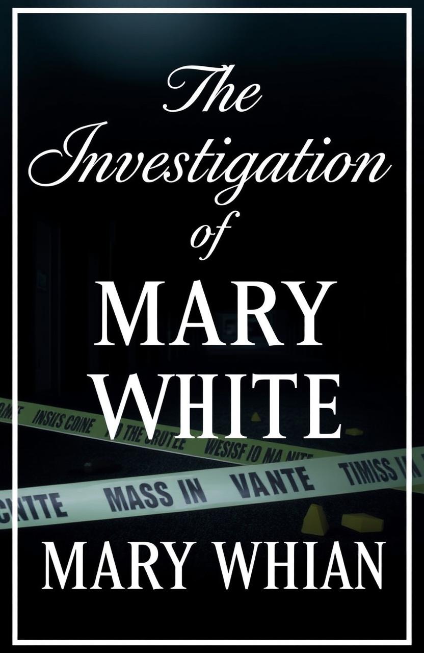 A stylized title that reads 'The Investigation of Mary White', where 'Mary White' is in an elegant cursive font, while the rest of the title is in classic Times New Roman font