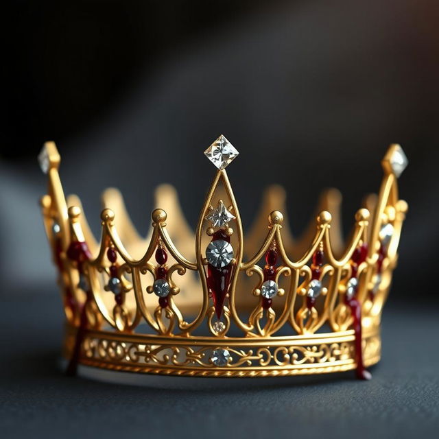 A stunning women's crown crafted from 4-point gold, intricately designed with two sparkling diamonds embedded within its structure