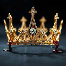 A stunning women's crown crafted from 4-point gold, intricately designed with two sparkling diamonds embedded within its structure