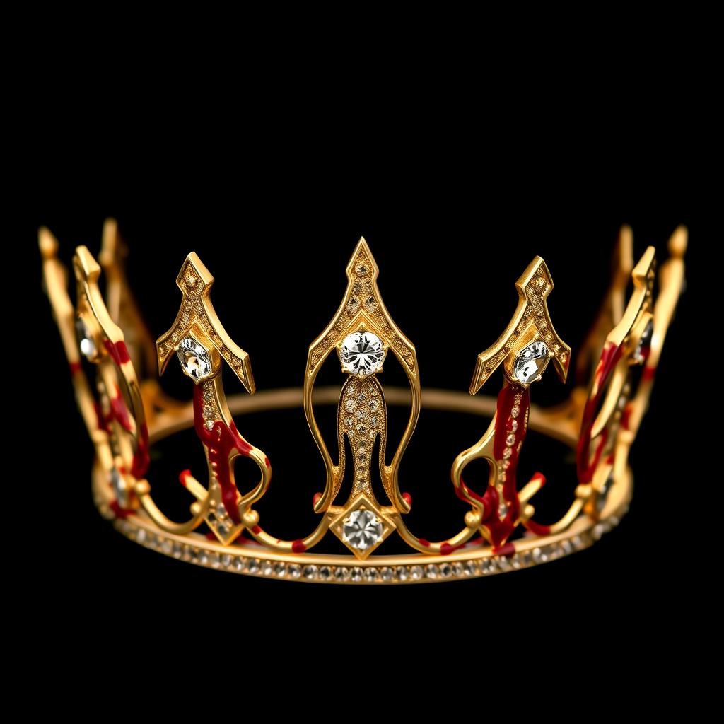 An exquisite women's crown made of 4-point gold, featuring two sparkling diamonds embedded in its elegant design