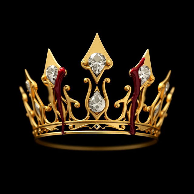 An elegant women's crown made of 4-point gold, featuring two stunning diamonds skillfully embedded into its design