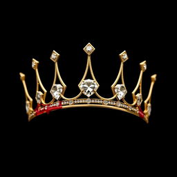 An elegant women's crown made of 4-point gold, featuring two stunning diamonds skillfully embedded into its design