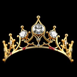 An elegant women's crown made of 4-point gold, featuring two stunning diamonds skillfully embedded into its design