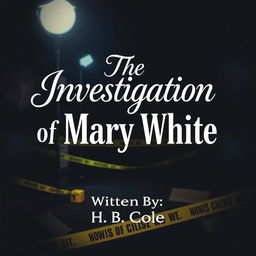 A stylish title that reads 'The Investigation of Mary White', where 'Mary White' is in an elegant cursive font, while the rest of the title is in classic Times New Roman font