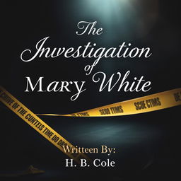 A stylish title that reads 'The Investigation of Mary White', where 'Mary White' is in an elegant cursive font, while the rest of the title is in classic Times New Roman font