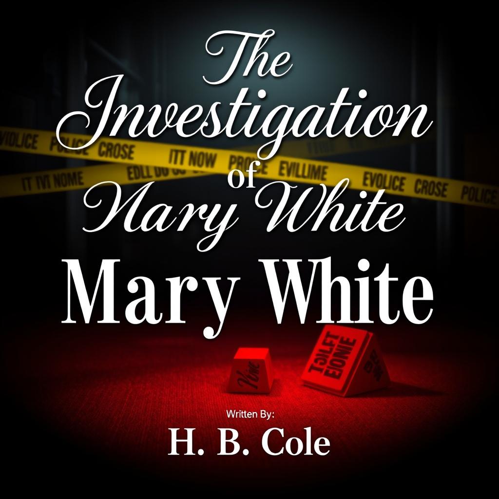 A stylish title that reads 'The Investigation of Mary White', where 'Mary White' is in an elegant cursive font, while the rest of the title is in classic Times New Roman font