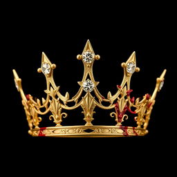 The front view of an opulent women's crown made of 4-pointed gold, featuring two radiant diamonds elegantly embedded in its design