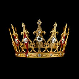 The front view of an opulent women's crown made of 4-pointed gold, featuring two radiant diamonds elegantly embedded in its design