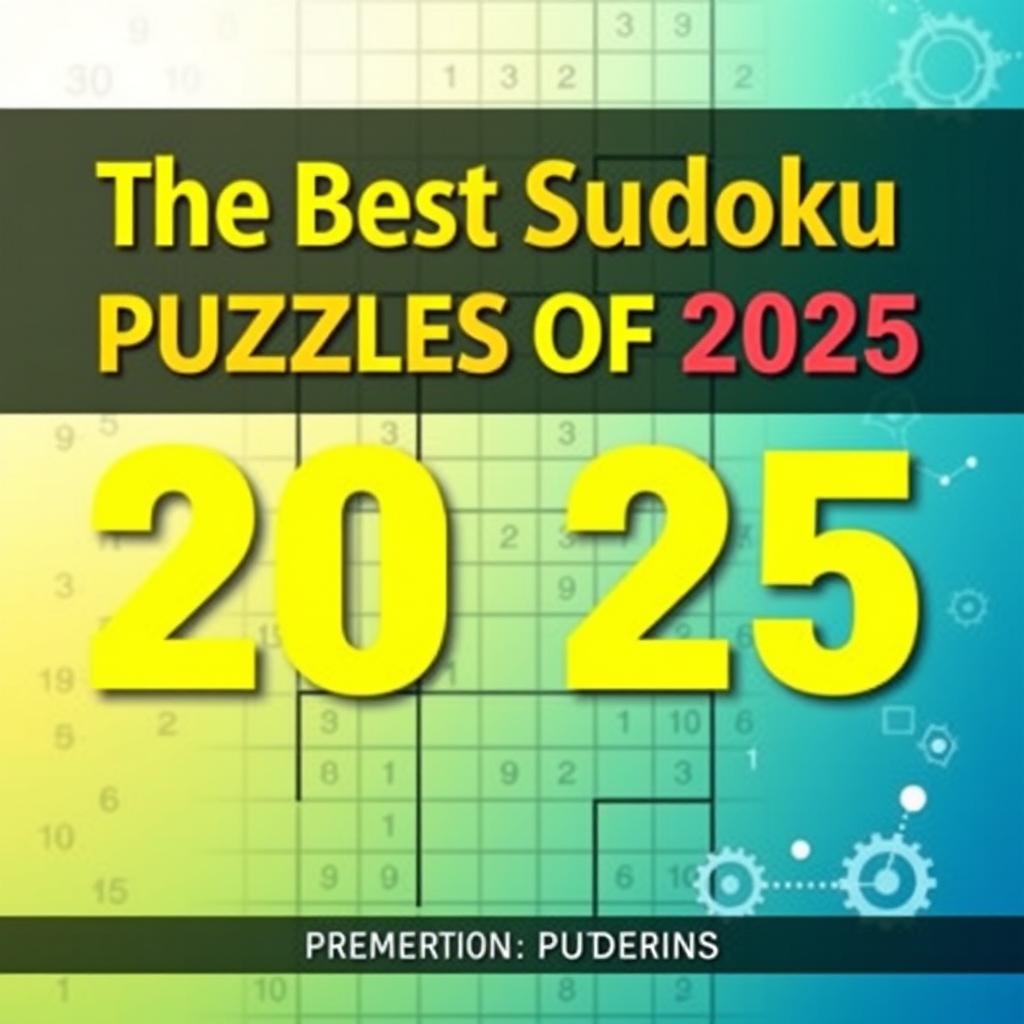 A captivating book cover for a puzzle book titled 'The Best Sudoku Puzzles of 2025'