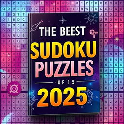 A captivating book cover for a puzzle book titled 'The Best Sudoku Puzzles of 2025'