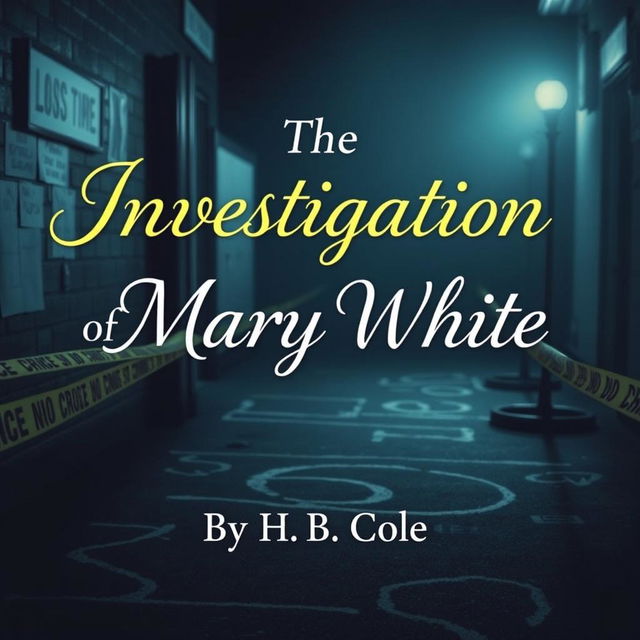 A visually captivating title that reads 'The Investigation of Mary White', where 'Mary White' is rendered in an elegant cursive font, while the rest of the title is in classic Times New Roman font