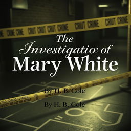A visually captivating title that reads 'The Investigation of Mary White', where 'Mary White' is rendered in an elegant cursive font, while the rest of the title is in classic Times New Roman font