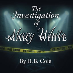 A visually captivating title that reads 'The Investigation of Mary White', where 'Mary White' is rendered in an elegant cursive font, while the rest of the title is in classic Times New Roman font