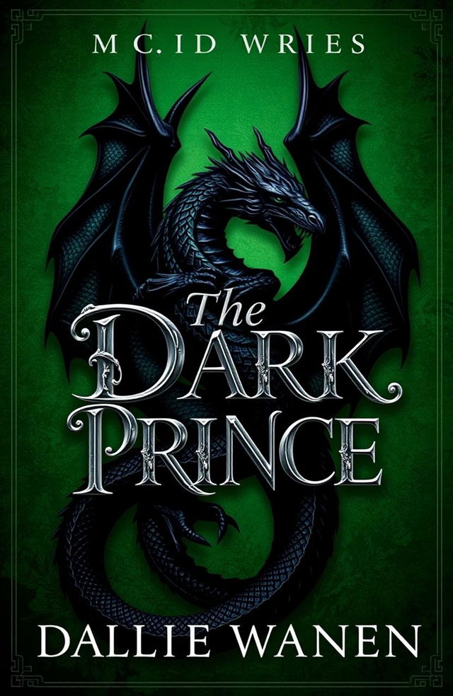 A book cover design for 'The Dark Prince', featuring a menacing black dragon intricately wrapped around the title