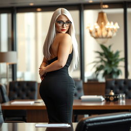 A commanding female character portrayed as a boss in a sophisticated office environment