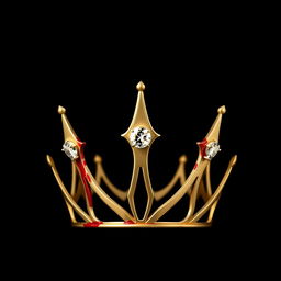 The front view of an elegant women's crown made of 4-pointed gold, uniquely designed with two dazzling diamonds embedded in its structure