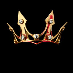 The front view of an elegant women's crown made of 4-pointed gold, uniquely designed with two dazzling diamonds embedded in its structure