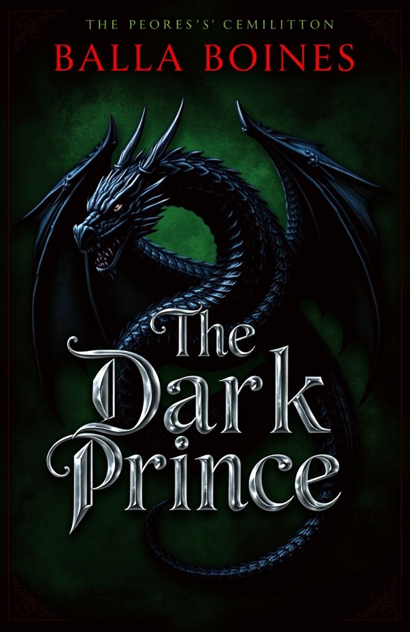 The book cover design for 'The Dark Prince' features a menacing black dragon intricately wrapped around the title