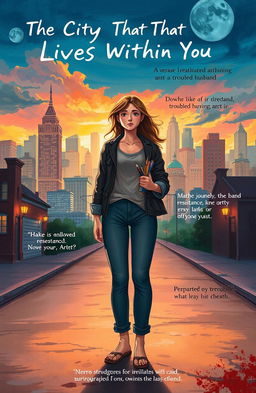 A story illustration representing the essence of a novel titled 'The City That Lives Within You'