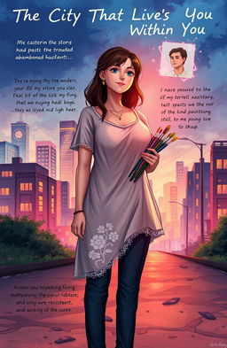 A story illustration representing the essence of a novel titled 'The City That Lives Within You'