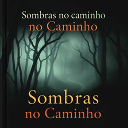 A captivating book cover for a suspense novel titled 'Sombras no Caminho'