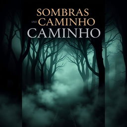A captivating book cover for a suspense novel titled 'Sombras no Caminho'