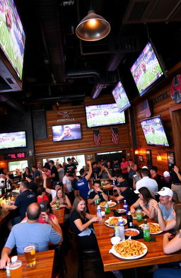 A vibrant and bustling sports bar and grille atmosphere in Knoxville, Tennessee