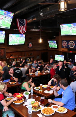 A vibrant and bustling sports bar and grille atmosphere in Knoxville, Tennessee