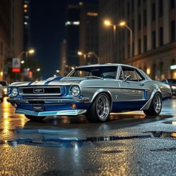 A unique and eye-catching car design that merges the classic elements of a Ford Mustang and a Chevrolet Opala