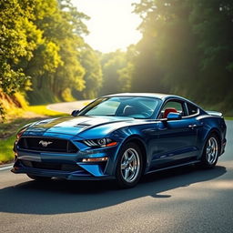 A creative fusion of a Ford Mustang and a Chevrolet Opala, illustrating a custom car design that integrates the aggressive, sporty features of the Mustang with the elegant styling of the Opala