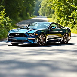A creative fusion of a Ford Mustang and a Chevrolet Opala, illustrating a custom car design that integrates the aggressive, sporty features of the Mustang with the elegant styling of the Opala