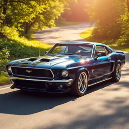 A creative fusion of a Ford Mustang and a Chevrolet Opala, illustrating a custom car design that integrates the aggressive, sporty features of the Mustang with the elegant styling of the Opala