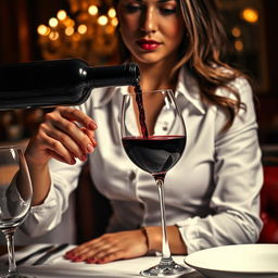 A striking book cover design featuring a close-up scene set in an upscale fine dining restaurant