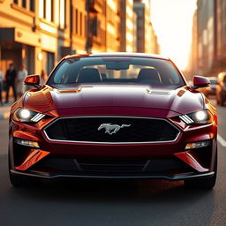 A striking hybrid car design that creatively combines the powerful attributes of a Ford Mustang with the classic beauty of a Chevrolet Opala