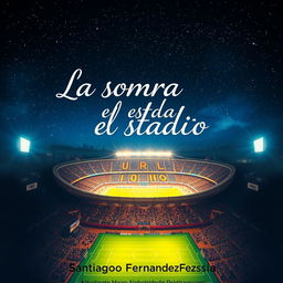 A nighttime scene depicting the iconic Mario Alberto Kempes stadium, illuminated under a starry sky