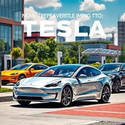 The groundbreaking impact of Tesla on the automotive industry, showcasing electric vehicles in a vibrant urban setting